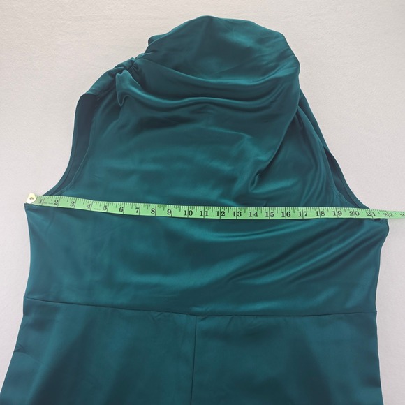  Sleeveless Teal Green Cowl Neck‎ Wide Leg Jumpsuit Culotte Women\'s Size 10